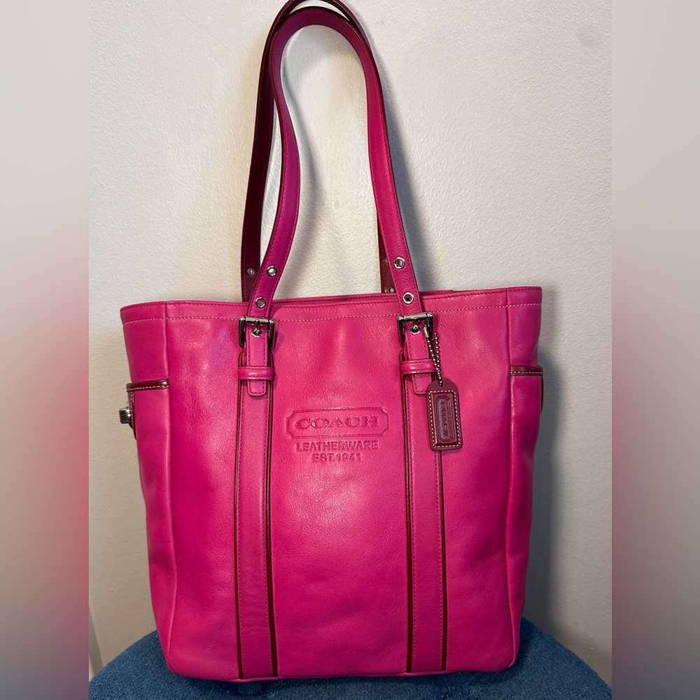 Coach Pink Leather Tote - Picture 4 of 13